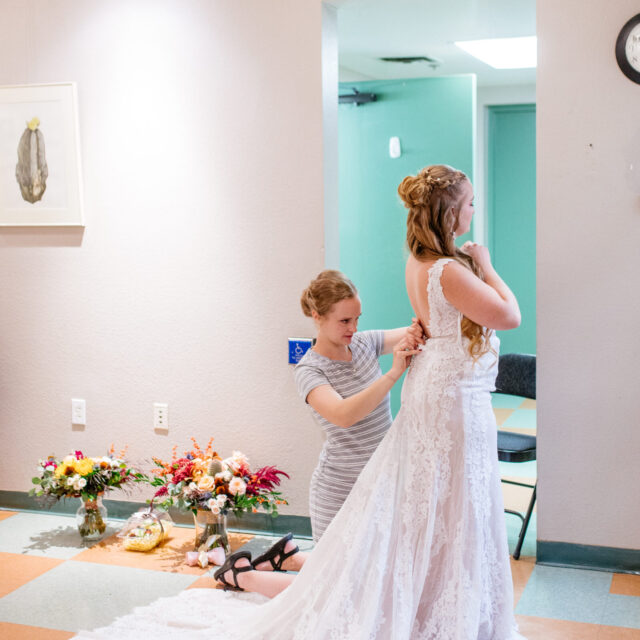 Photograph of a bride in wedding dress